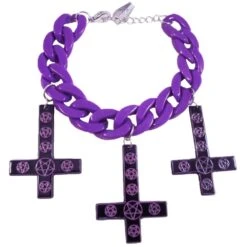 Inverted Cross Pentagram Bracelet Purple