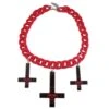 Inverted Cross Skull Necklace Red 2 Inverted Cross Skull Necklace Red -Kreepsville Clothing Store 448 Image1
