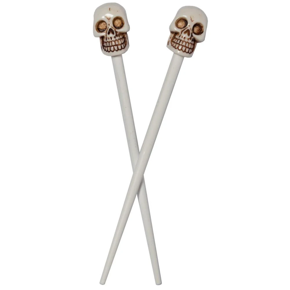 Skull Collection White Hair Sticks 3 Skull Collection White Hair Sticks