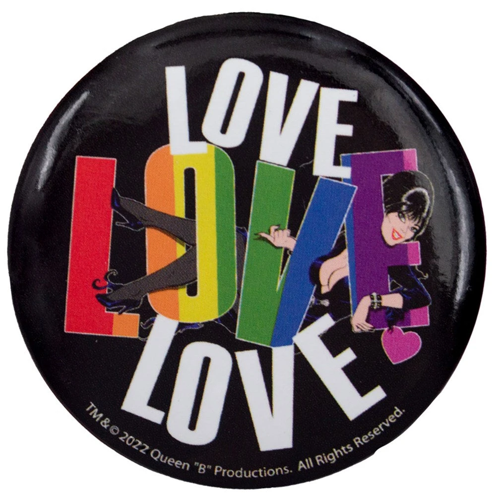 Elvira Love Large Round Button Badge 3 Elvira Love Large Round Button Badge