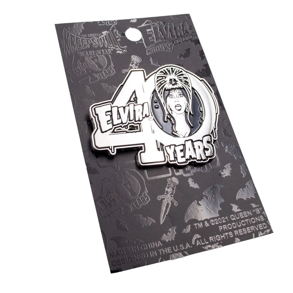Elvira 40 Years Logo Silver Enamel Pin 4 Elvira 40 Years Logo Silver Enamel Pin - Image 2