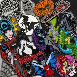 Elvira Crescent Moon Glitter Enamel Pin 11 Elvira Crescent Moon Glitter Enamel Pin -Kreepsville Clothing Store BEECMG 5