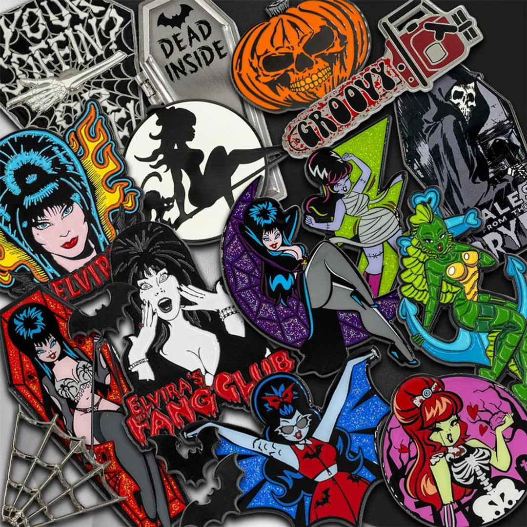 Elvira Crescent Moon Glitter Enamel Pin 7 Elvira Crescent Moon Glitter Enamel Pin - Image 5