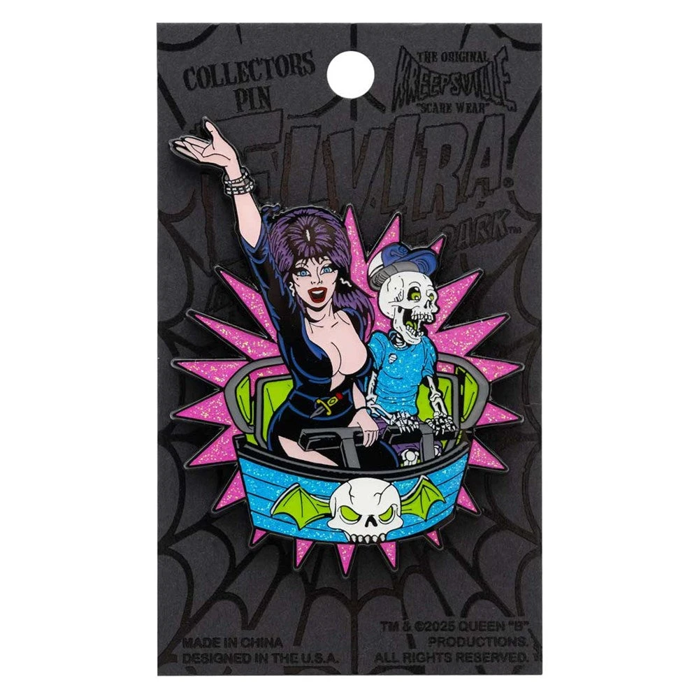 Elvira Ghostcoaster Glitter Enamel Pin 4 Elvira Ghostcoaster Glitter Enamel Pin - Image 2