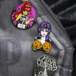 Elvira Spinning Pumpkins Enamel Pin -Kreepsville Clothing Store BEESP 4