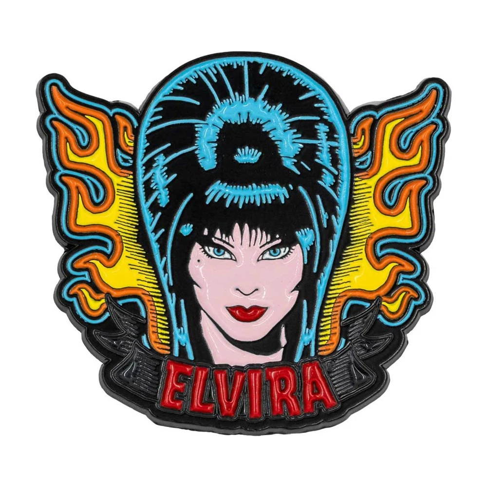 Elvira Tattoo Flames Enamel Pin 3 Elvira Tattoo Flames Enamel Pin