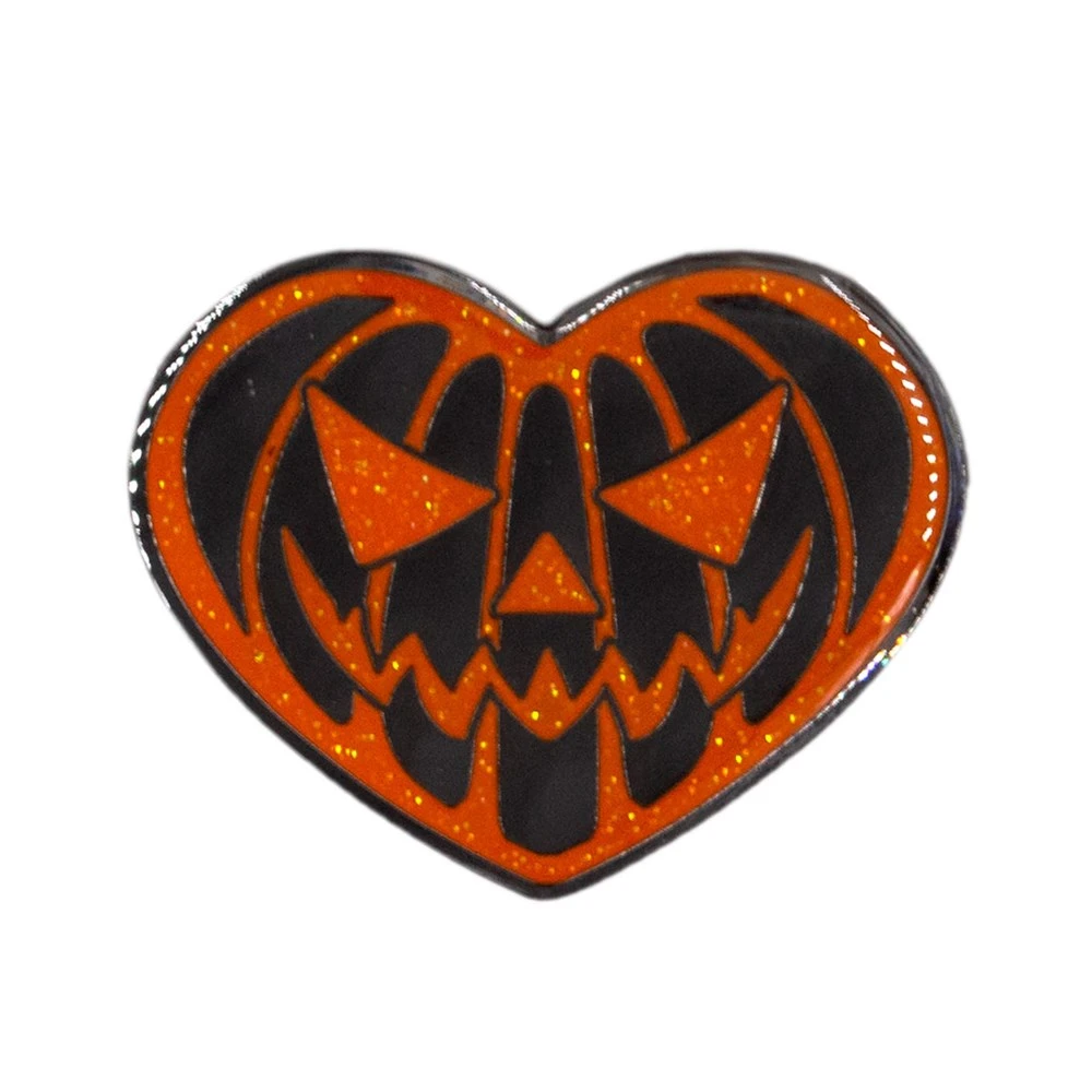 Pumpkin Heart Glitter Enamel Pin 3 Pumpkin Heart Glitter Enamel Pin