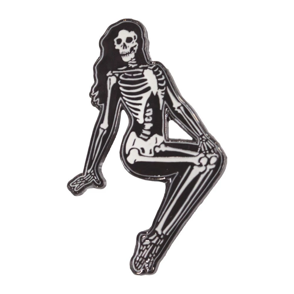 Skeleton Pin-up Girl Sitting Enamel Pin 4 Skeleton Pin-up Girl Sitting Enamel Pin - Image 2
