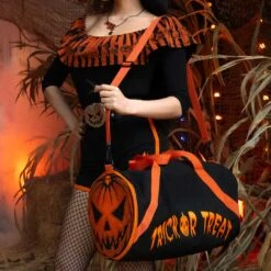 Pumpkin Trick Or Treat Barrel Bag 12 Pumpkin Trick Or Treat Barrel Bag -Kreepsville Clothing Store BGBTT 5