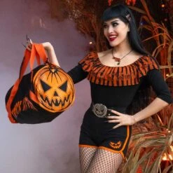 Pumpkin Trick Or Treat Barrel Bag 13 Pumpkin Trick Or Treat Barrel Bag -Kreepsville Clothing Store BGBTT 6