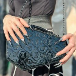 Embossed Patent Skull Crossbones Coffin Purse Bag 13 Embossed Patent Skull Crossbones Coffin Purse Bag -Kreepsville Clothing Store BGCEPS 6