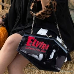 Elvira Skull Kiss Lock Deluxe Coffin Handbag 11 Elvira Skull Kiss Lock Deluxe Coffin Handbag -Kreepsville Clothing Store BGKLCEL 5