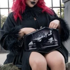 Vampira Skull Kiss Lock Deluxe Coffin Handbag -Kreepsville Clothing Store BGKLCVA 5