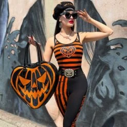 Pumpkin Glitter Heart Bag -Kreepsville Clothing Store BTWTTPB 7