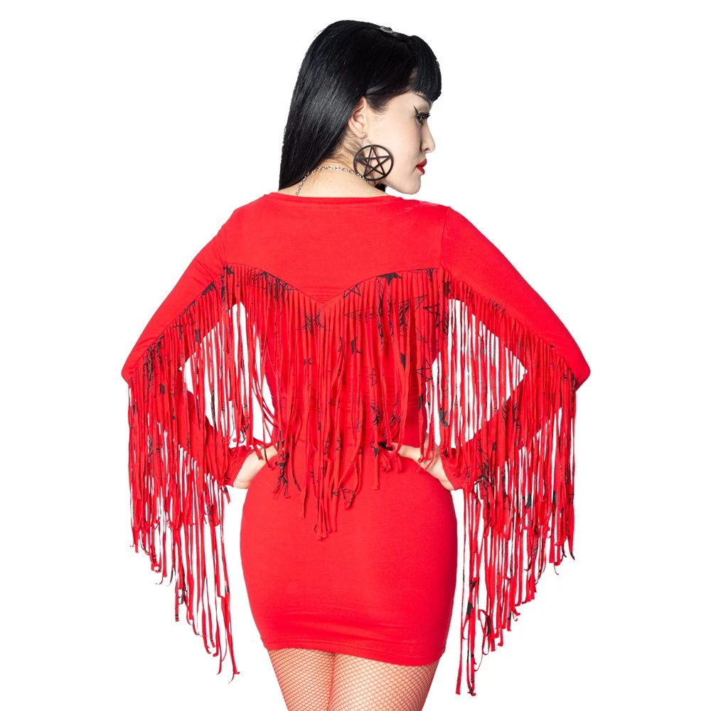 Fringe Satanic Stars Red Mini Dress 4 Fringe Satanic Stars Red Mini Dress - Image 2