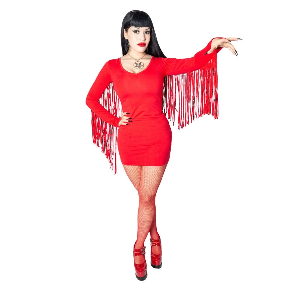 Fringe Satanic Stars Red Mini Dress 5 Fringe Satanic Stars Red Mini Dress - Image 3