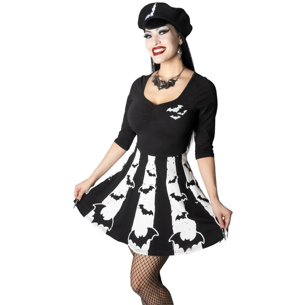 Bat Stripe White Skater Dress 3 Bat Stripe White Skater Dress