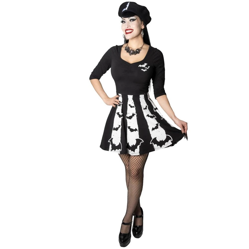 Bat Stripe White Skater Dress 4 Bat Stripe White Skater Dress - Image 2