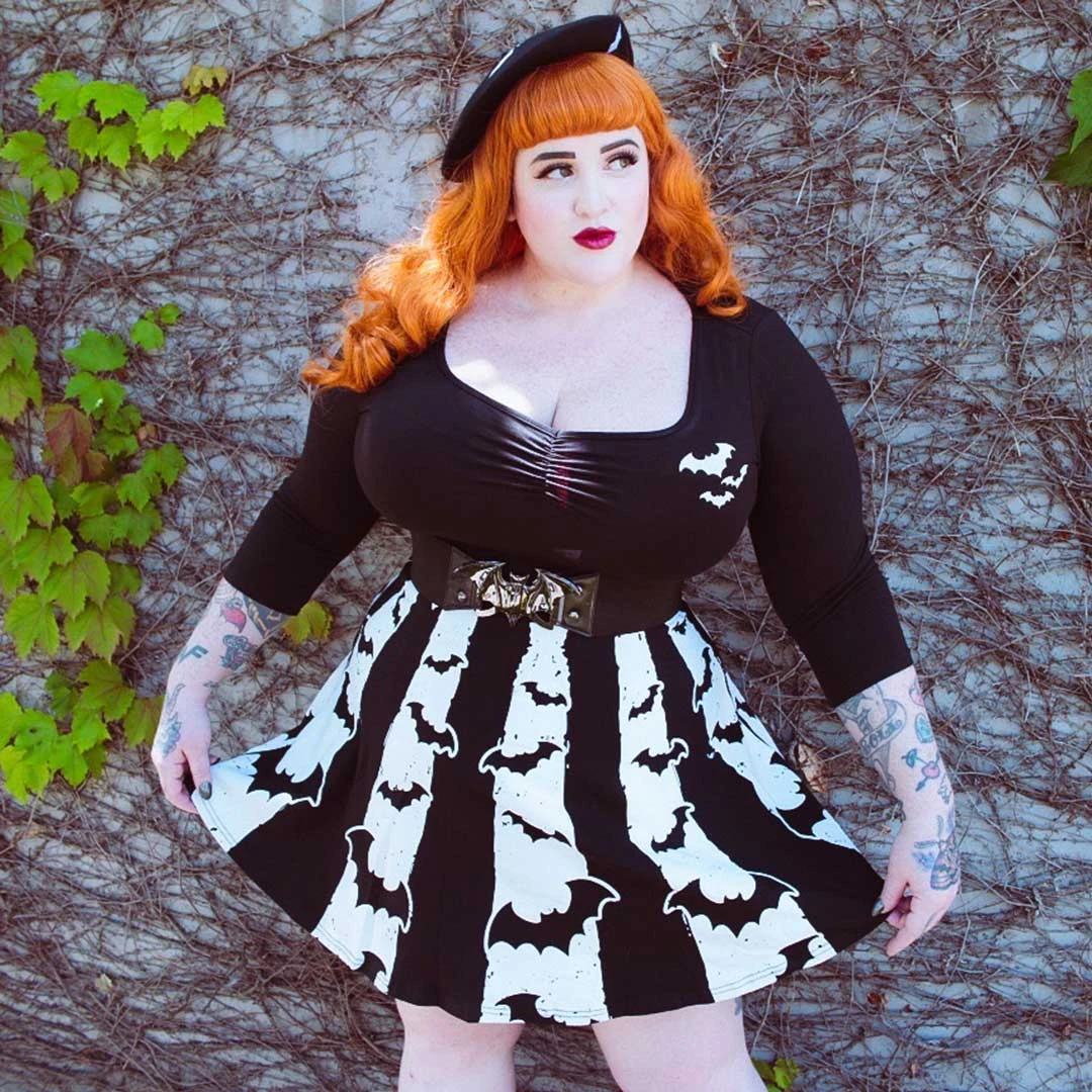 Bat Stripe White Skater Dress 6 Bat Stripe White Skater Dress - Image 4