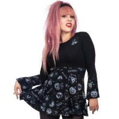Spookshow Bell Sleeve Babydoll Top Blk/Grey 7 Spookshow Bell Sleeve Babydoll Top Blk/Grey -Kreepsville Clothing Store DRSKSSBG 3 9bf2e170 23e9 47e9 96d9 00b6c364443a