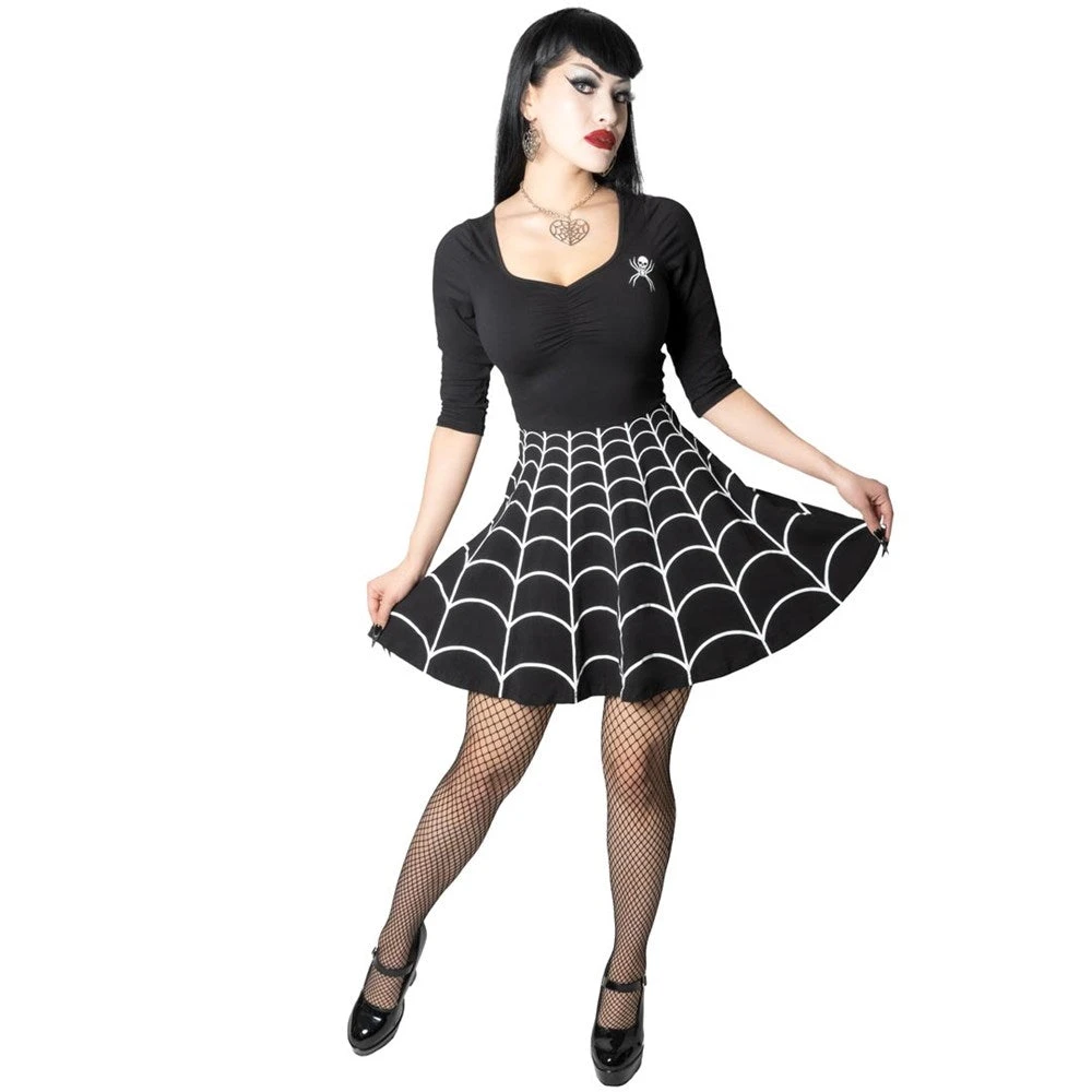 Kreepsville 666 Spiderweb White Skater Dress 4 Kreepsville 666 Spiderweb White Skater Dress - Image 2