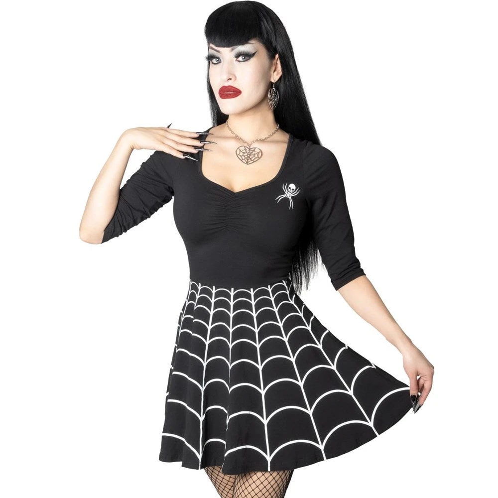 Kreepsville 666 Spiderweb White Skater Dress 3 Kreepsville 666 Spiderweb White Skater Dress
