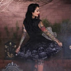 Tombstone Bats Skater Dress -Kreepsville Clothing Store DRSKTB 5