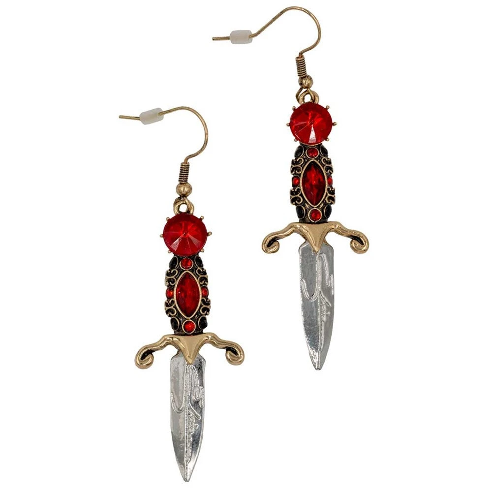 Elvira Dagger Earrings Red 3 Elvira Dagger Earrings Red