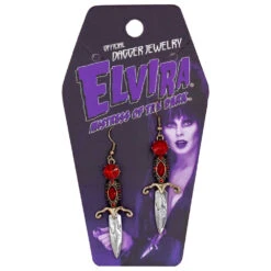 Elvira Dagger Earrings Red 9 Elvira Dagger Earrings Red -Kreepsville Clothing Store EEDR 3