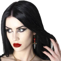 Elvira Dagger Earrings Red 10 Elvira Dagger Earrings Red -Kreepsville Clothing Store EEDR 4