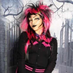 Bat Flock Pink Cardigan 11 Bat Flock Pink Cardigan -Kreepsville Clothing Store GCBFP 5