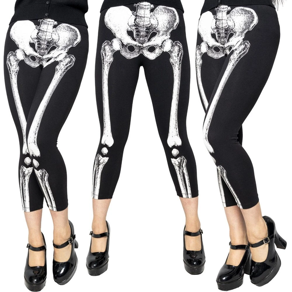 Skele-Bone White Capri Leggings 3 Skele-Bone White Capri Leggings