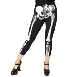 Skele-Bone White Capri Leggings 7 Skele-Bone White Capri Leggings -Kreepsville Clothing Store GCPSBW 3