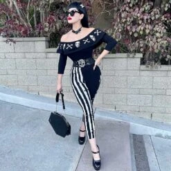 Strange & Unusual Stripe Capri Leggings -Kreepsville Clothing Store GCPSUS 3