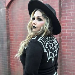 Spiderweb White Cardigan -Kreepsville Clothing Store GCSWW 4