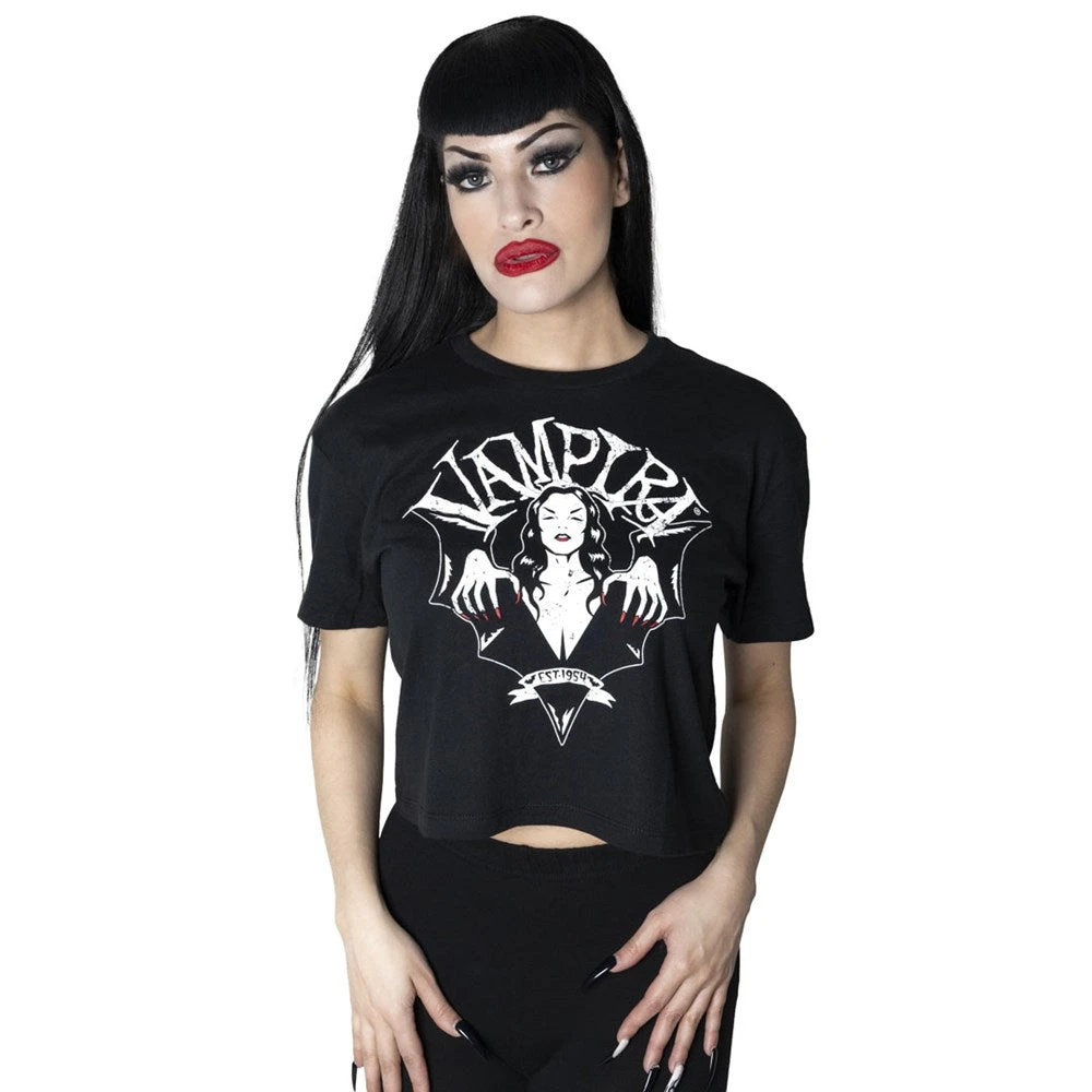 Vampira Bat Wing Crest Crop Tee 4 Vampira Bat Wing Crest Crop Tee - Image 2