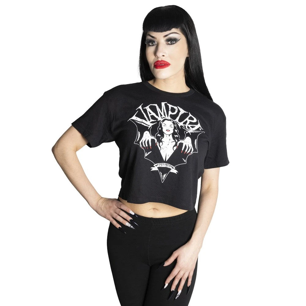 Vampira Bat Wing Crest Crop Tee 5 Vampira Bat Wing Crest Crop Tee - Image 3