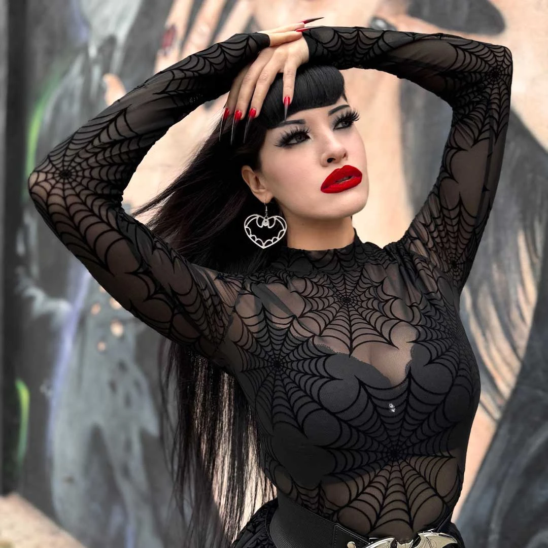 Spiderweb Mesh Mock Neck Top 7 Spiderweb Mesh Mock Neck Top - Image 5