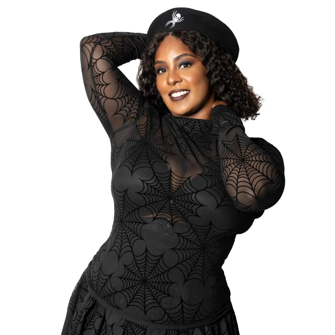 Spiderweb Mesh Mock Neck Top 6 Spiderweb Mesh Mock Neck Top - Image 4