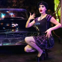 Elvira Moon Crescent Glitter Shoulder Top -Kreepsville Clothing Store GSTEMG 5