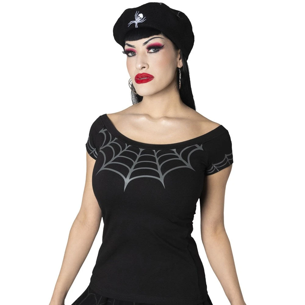 Spiderweb Grey Shoulder Top 4 Spiderweb Grey Shoulder Top - Image 2