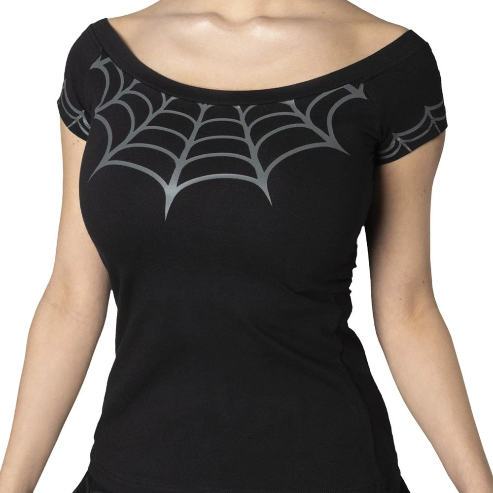Spiderweb Grey Shoulder Top 3 Spiderweb Grey Shoulder Top