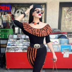 Ruffle Top Trick Or Treat Stripe 11 Ruffle Top Trick Or Treat Stripe -Kreepsville Clothing Store GTGTTS 5