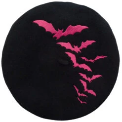 Bat Repeat Pink Beret Hat 10 Bat Repeat Pink Beret Hat -Kreepsville Clothing Store HBBBRPK 3