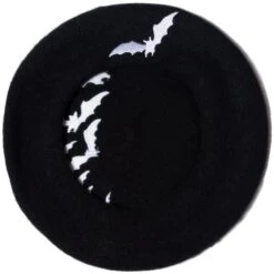 Bat Repeat White Beret Hat -Kreepsville Clothing Store HBBBR 3