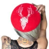 Deer Skull Red Beret 2 Deer Skull Red Beret -Kreepsville Clothing Store HBBDSR 1