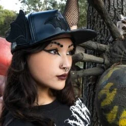 Bat Ear Wing Baseball Hat 10 Bat Ear Wing Baseball Hat -Kreepsville Clothing Store HBBEW 4