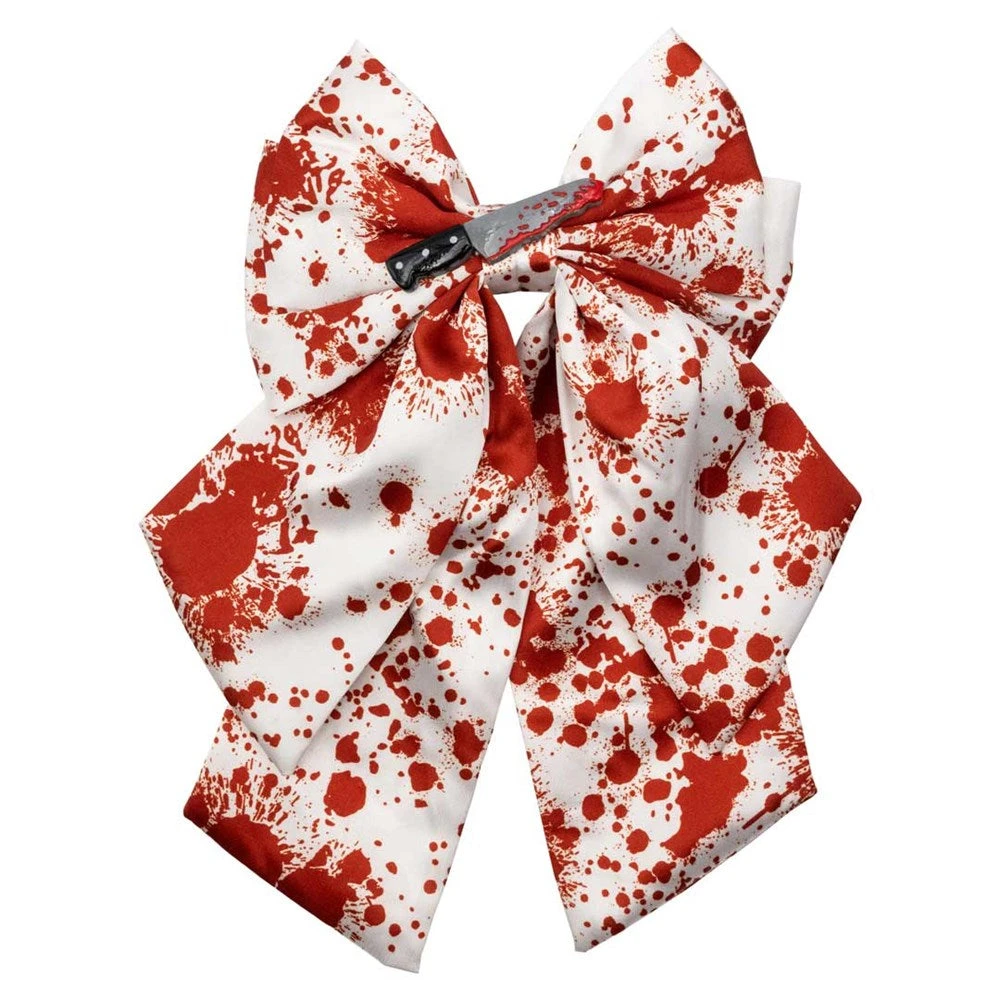 Blood Splatter Knife Satin Hair Bow 3 Blood Splatter Knife Satin Hair Bow