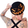 Trick Or Treat Pumpkin Black Beret -Kreepsville Clothing Store HBBTTPB