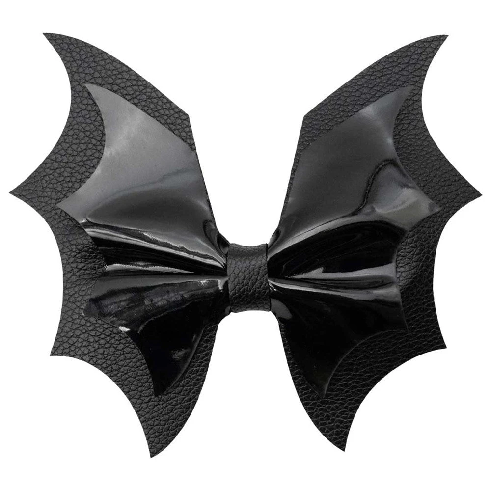 Batwing Black PVC Hair Bow 3 Batwing Black PVC Hair Bow